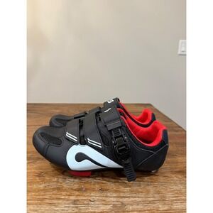 Peloton Cycling Shoes Black Red Women's Indoor Spin Shoes 38 Look Delta Cleats